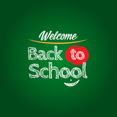 Back to school poster template with text on chalkboard, isolated vector illustration.