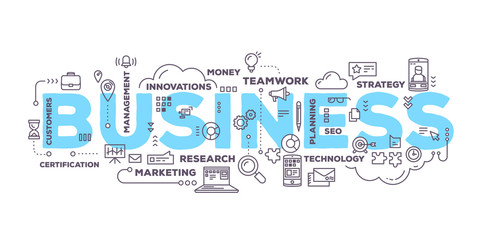 Obraz premium Vector creative illustration of business word lettering typograp