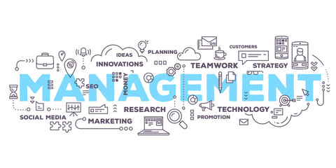 Vector creative illustration of management word lettering typogr