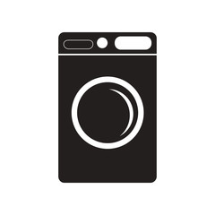 flat icon in black and white style washing machine 