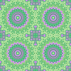 Abstract paisley ornament. Seamless pattern kaleidoscopic style