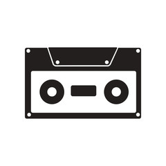 flat icon in black and white style cassette 