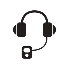 flat icon in black and white style headphones Player 