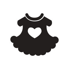 flat icon in black and white style child dress 
