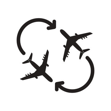 flat icon in black and white style travel airplane