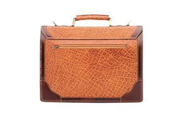One briefcase leather.Isolated on white background.mens accesoryies