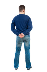 back view of Business man  looks.  Rear view people collection.  backside view of person.  Isolated over white background. 