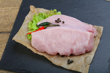 Raw turkey steak