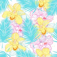 Foto op Canvas bright tropcal pattern © harmonia_green