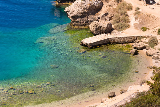 Heraion lake in Perachora in Greece aerial view.
