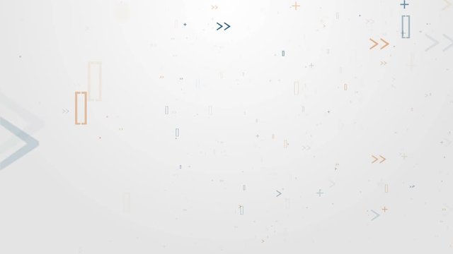 loopable 3d rendering moving particle background, particles are made of symbols that has random size, opacity and lifetime