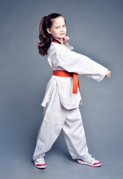 Little girl in white kimono