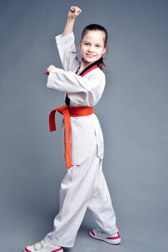 Little girl in white kimono