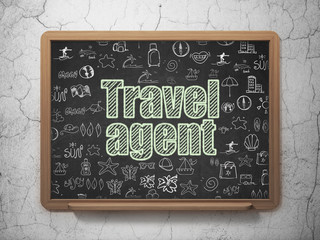 Vacation concept: Travel Agent on School board background