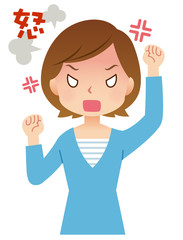女性　主婦　表情　怒り