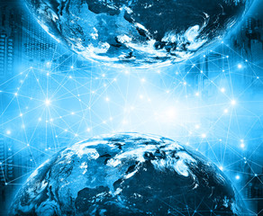 World map on a technological background. Best Internet Concept of global business. Elements of this image furnished by NASA