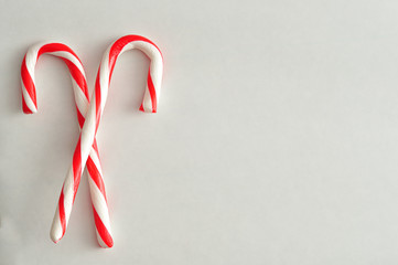 Two candy canes isolated on white background