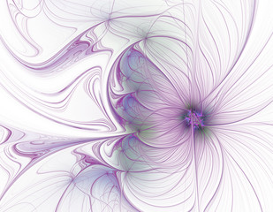 Abstract beautiful purple flower on white background fractal