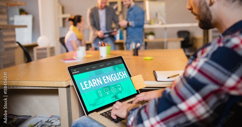 Poster composite image of learn english interface