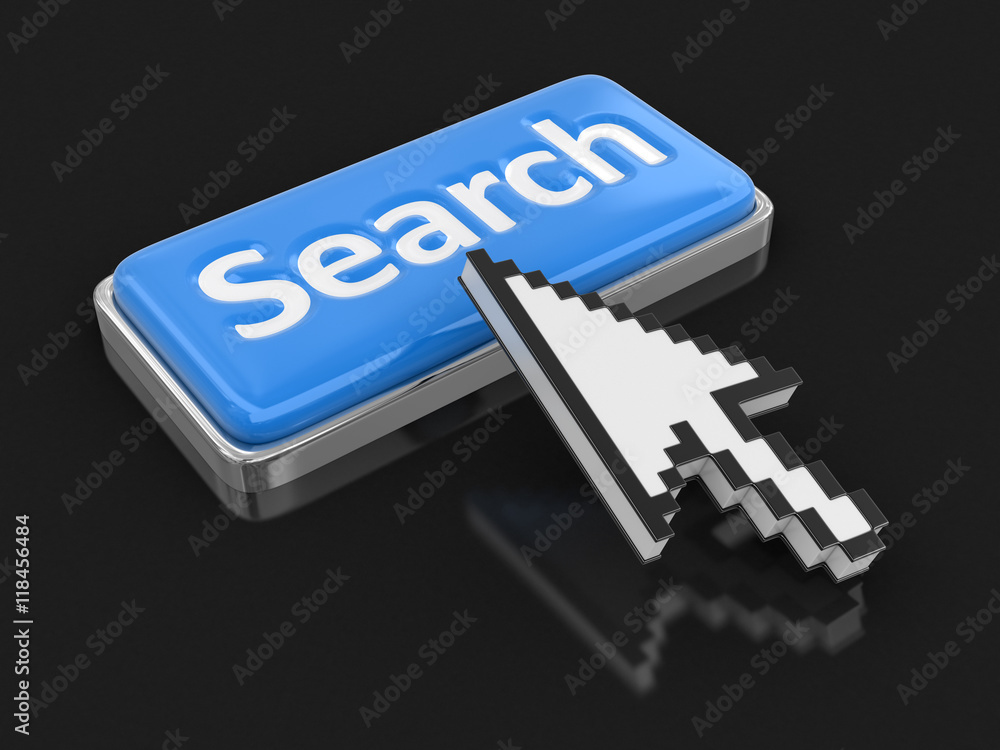 Poster cursor and button search. image with clipping path