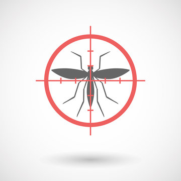 Isolated line art crosshair icon with  a mosquito