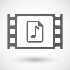 Isolated celluloid film frame icon with  a music score icon