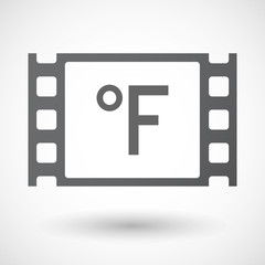 Isolated celluloid film frame icon with  a farenheith degrees si