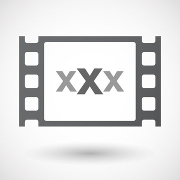 Isolated celluloid film frame icon with  a XXX letter icon
