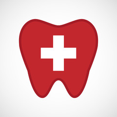 Obraz premium Isolated line art tooth icon with the Swiss flag