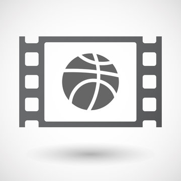Isolated celluloid film frame icon with  a basketball ball