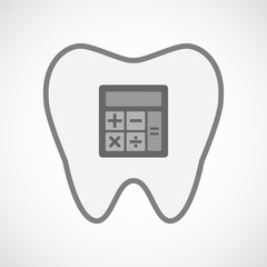 Isolated line art tooth icon with  a calculator