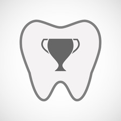 Isolated line art tooth icon with  an award cup