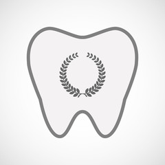 Isolated line art tooth icon with  a laurel crown sign