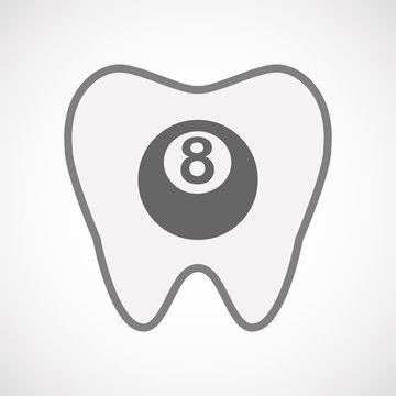 recommend clip art: Isolated line art tooth icon with  a pool ball