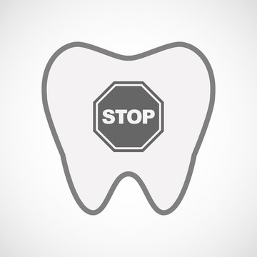 recommend clip art: Isolated line art tooth icon with  a stop signal