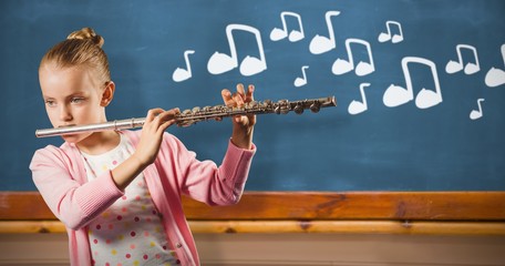 Composite image of girl playing german flute © vectorfusionart