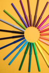 Colourful rainbow made of felt-tip pens