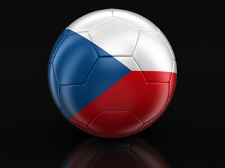 Soccer football with Czech flag. Image with clipping path