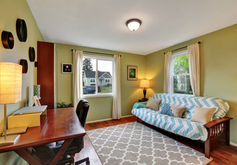 Vintage home office with cherry wooden furniture.