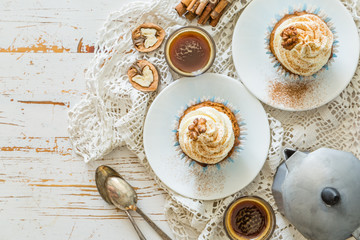 Carrot cake cupcakes with butter cream frosting