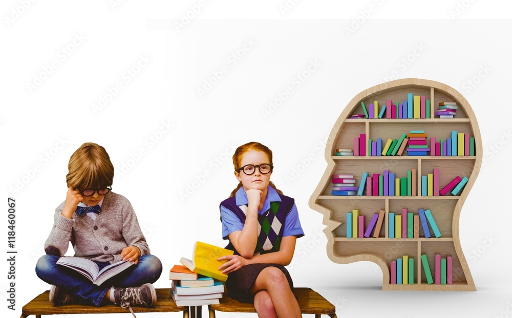 Poster composite image of pupils studying