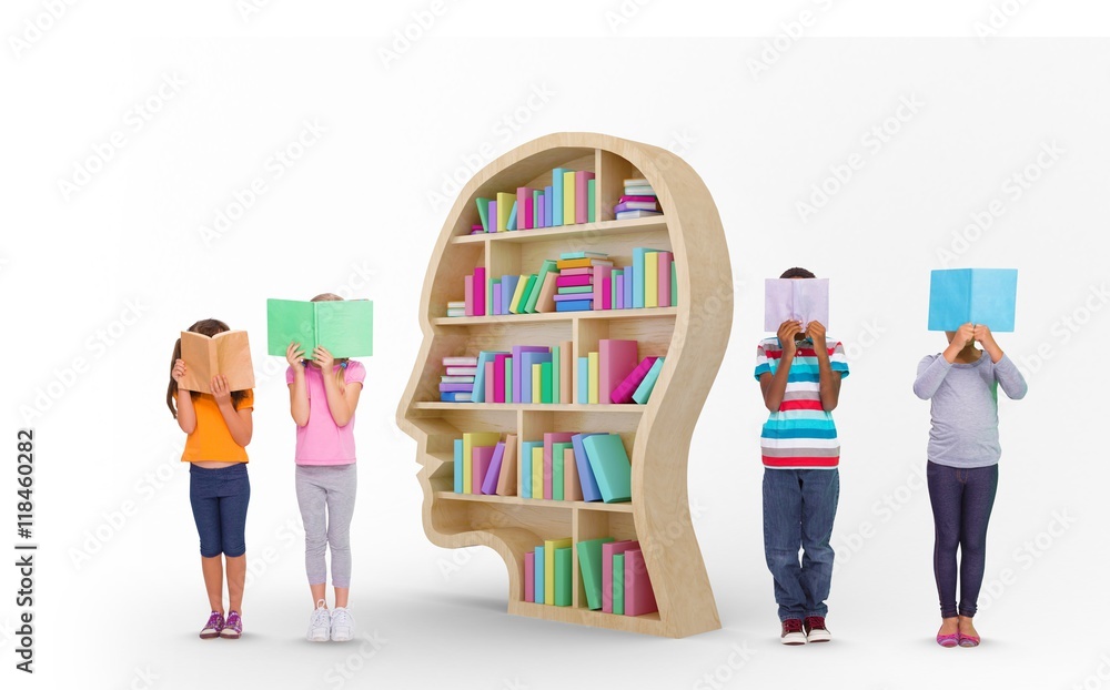 Poster composite image of elementary pupils reading