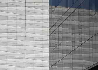 Light and reflections on glass and steel building