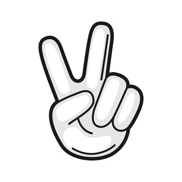 Illustration of hand victory sign gesture. Icon on white background
