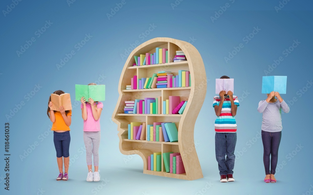 Poster composite image of elementary pupils reading