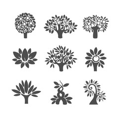 Tree logo illustration icon set.