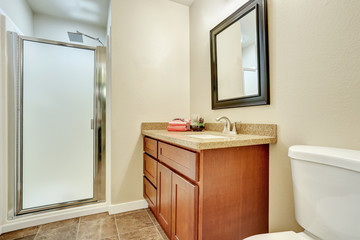 Fototapeta na wymiar Bathroom interior with vanity cabinet and granite counter top.