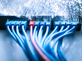 Fiber optics background with lots of light spots