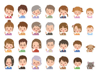家族　イラスト　指さし