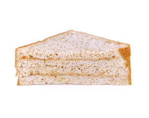Tuna whole wheat sandwich on white background